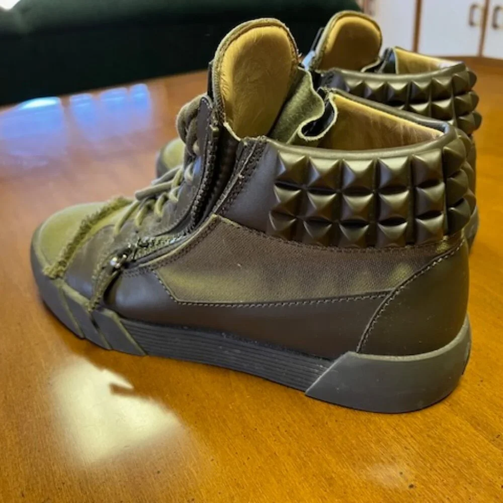 Giuseppe Zanotti Mens Studded Army Green Midtop - Picture 5 of 11